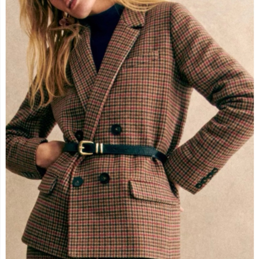 Sezane Christie Jacket Multicoloured Houndstooth - Size 12